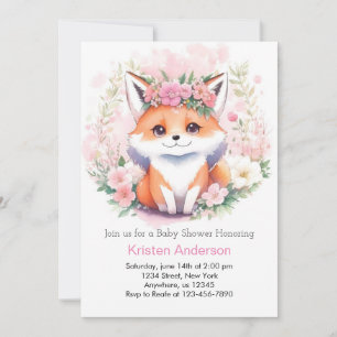 Invitation Fox Woodland Meadow Boho Girl Baby shower