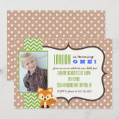 Invitation Fox Woodland première fête d'anniversaire Invitati (Devant / Derrière)