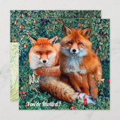 INVITATION FOXES ROUGES PARMI LA VERDURE, LE FOLIAGE ET LES F (Devant / Derrière)