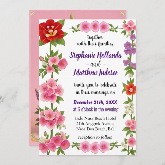 Invitation Foxglove Flowers in the Ream of Love and Unity - (Devant / Derrière)