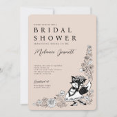 Invitation Foxy Woodland Fox Bride Élégante florale Sketched (Devant)