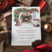 Invitation Foyer Floral Poinsettia Mariage de Noël