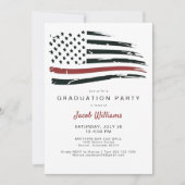 Invitation Foyer Mince Red Line Drapeau Parti de graduation (Devant)