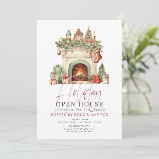 Invitation Foyer Noël Maison ouverte (Debout devant)