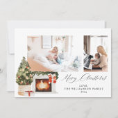 Invitation Foyers de cheminée et photo d'arbre de Noël (Devant)