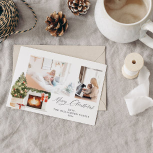 Invitation Foyers de cheminée et photo d'arbre de Noël