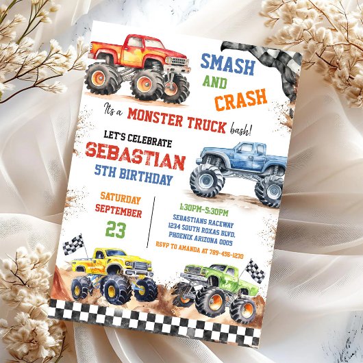 Invitation Fracas & Crash C'est l'anniversaire du garçon Bash