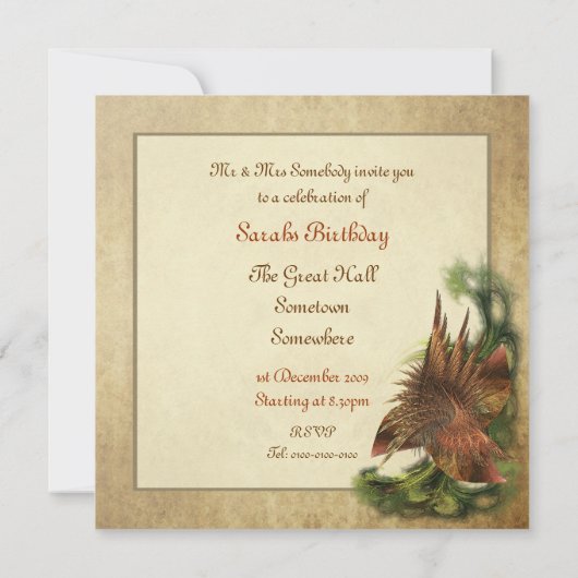 Invitation Fractal d'invitation Fleur de Paradis (Dos)