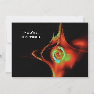 Invitation FRACTAL ROSE bleu clair rouge vert noir