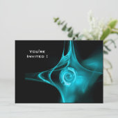 Invitation FRACTAL ROSE clair bleu noir (Debout devant)