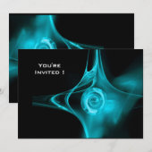 Invitation FRACTAL ROSE clair bleu noir (Devant / Derrière)