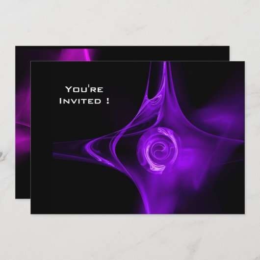 Invitation FRACTAL ROSE violet clair noir (Devant / Derrière)