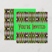 Invitation fractale rose verte (Devant / Derrière)