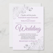 Invitation Fragments d'argent Simple chic violet et Mariage g (Devant)