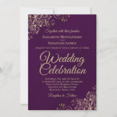 Invitation Fragments or sur Plum Purple Elegant QR Code Maria (Devant)