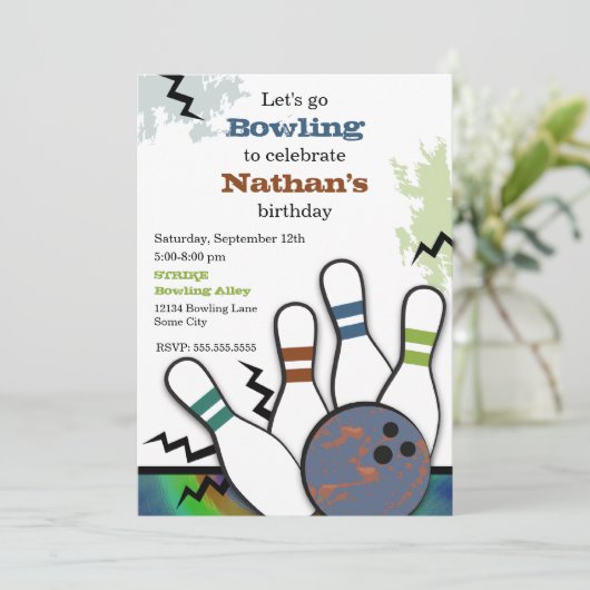 Invitation fraîche de bowling de grève (Debout devant)