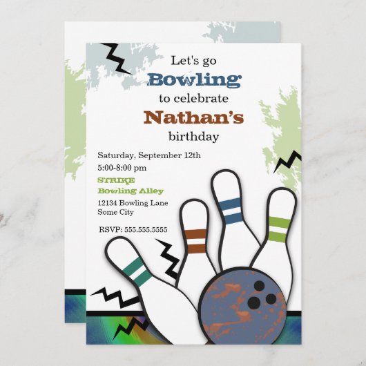 Invitation fraîche de bowling de grève (Devant / Derrière)