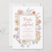 Invitation Fraîche de la Fête des mariées florale du marché (Devant)