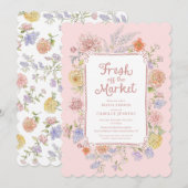 Invitation Fraîche de la Fête des mariées florale rose du mar (Devant / Derrière)