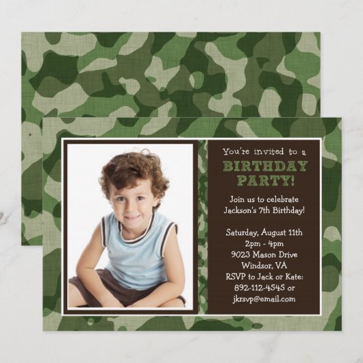 Invitation fraîche de partie de Camo (Devant / Derrière)