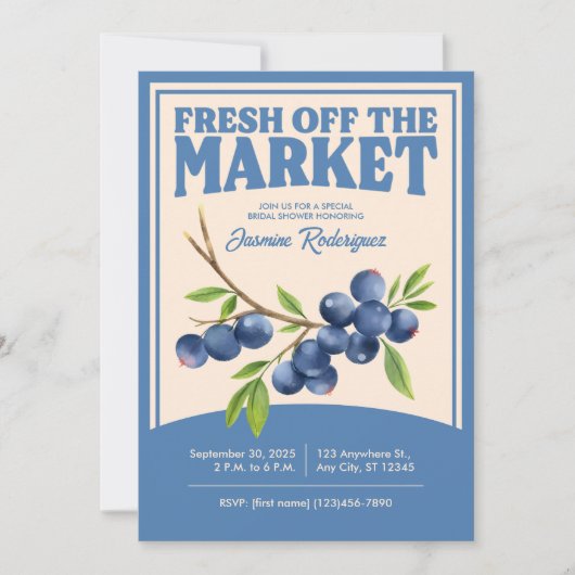 Invitation fraîche du marché aux myrtilles (Devant)