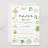 Invitation Fraîche Hors Du Marché Douche Nuptiale Tirée À La  (Devant)