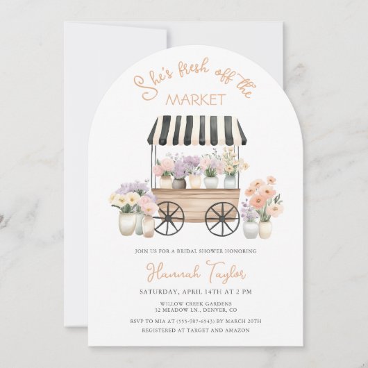 Invitation Fraîchement Hors Du Marché Fête des mariées de cha (Devant)