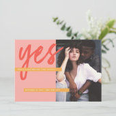 Invitation Fraîchement moderne Coral gras rose photo Enregist (Debout devant)