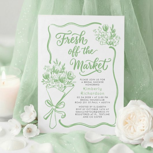 Invitation Fraîchement sortie du marché Réception de mariage 