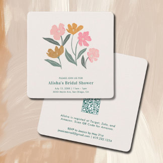 Invitation Fraîchement sur le marché Boho Floral Baignade de 