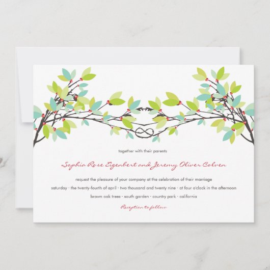 Invitation Fraîchement vert noué Aiguilles Printemps Mariage (Devant)