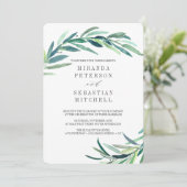 Invitation Fraîches Eucalyptus Branches Feuilles Mariage bota (Debout devant)