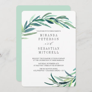 Invitation Fraîches Eucalyptus Branches Feuilles Mariage bota