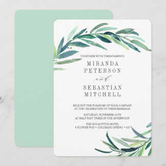 Invitation Fraîches Eucalyptus Branches Feuilles Mariage bota