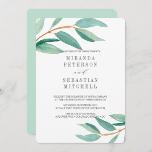 Invitation Fraîches Eucalyptus Branches Feuilles Mariage bota