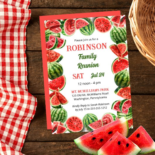 Invitation Fraîches pastèques d'été Code QR Réunion familiale