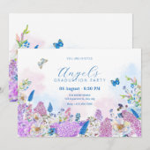 Invitation Fraîcheur bleu violet Floral (Devant / Derrière)