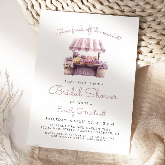 Invitation Frais débarqué du marché Fleurs violettes pour la