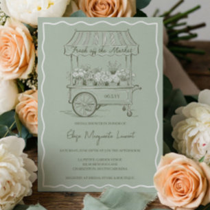 Invitation Frais Débarqué du Marché Floral Chariot Enterremen
