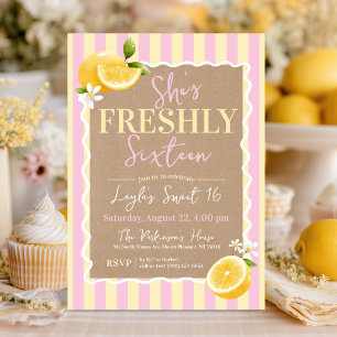 Invitation Frais Seize Citrons Rose & Jaune 16e Anniversaire