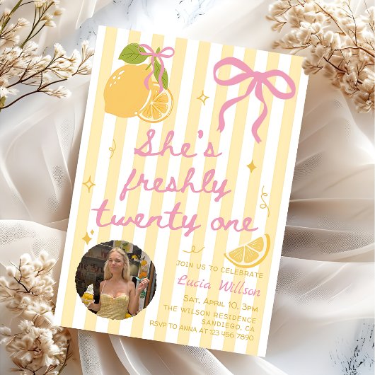 Invitation Frais Seize Citrons Rose & Jaune 21e Anniversaire