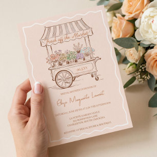 Invitation Frais Sorti du Marché Fleurs Chariot Enterrement d