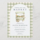Invitation Frais Sorti du Marché Gingham Vert Enterrement de (Devant)