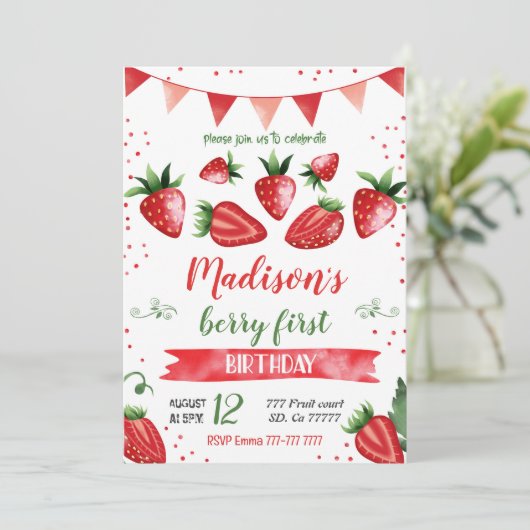 Invitation fraise (Debout devant)