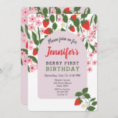 Invitation Fraise 1er anniversaire (Devant / Derrière)