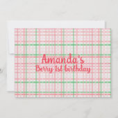 Invitation Fraise 1er anniversaire baie de fête première (Dos)