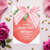 Invitation fraise 1er anniversaire baie première photo arc ro