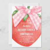 Invitation fraise 1er anniversaire baie première photo arc ro (Devant)
