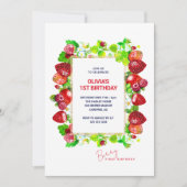 Invitation fraise 1er anniversaire Berry 1er (Devant)