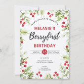 Invitation Fraise 1er anniversaire | Berry First (Devant)